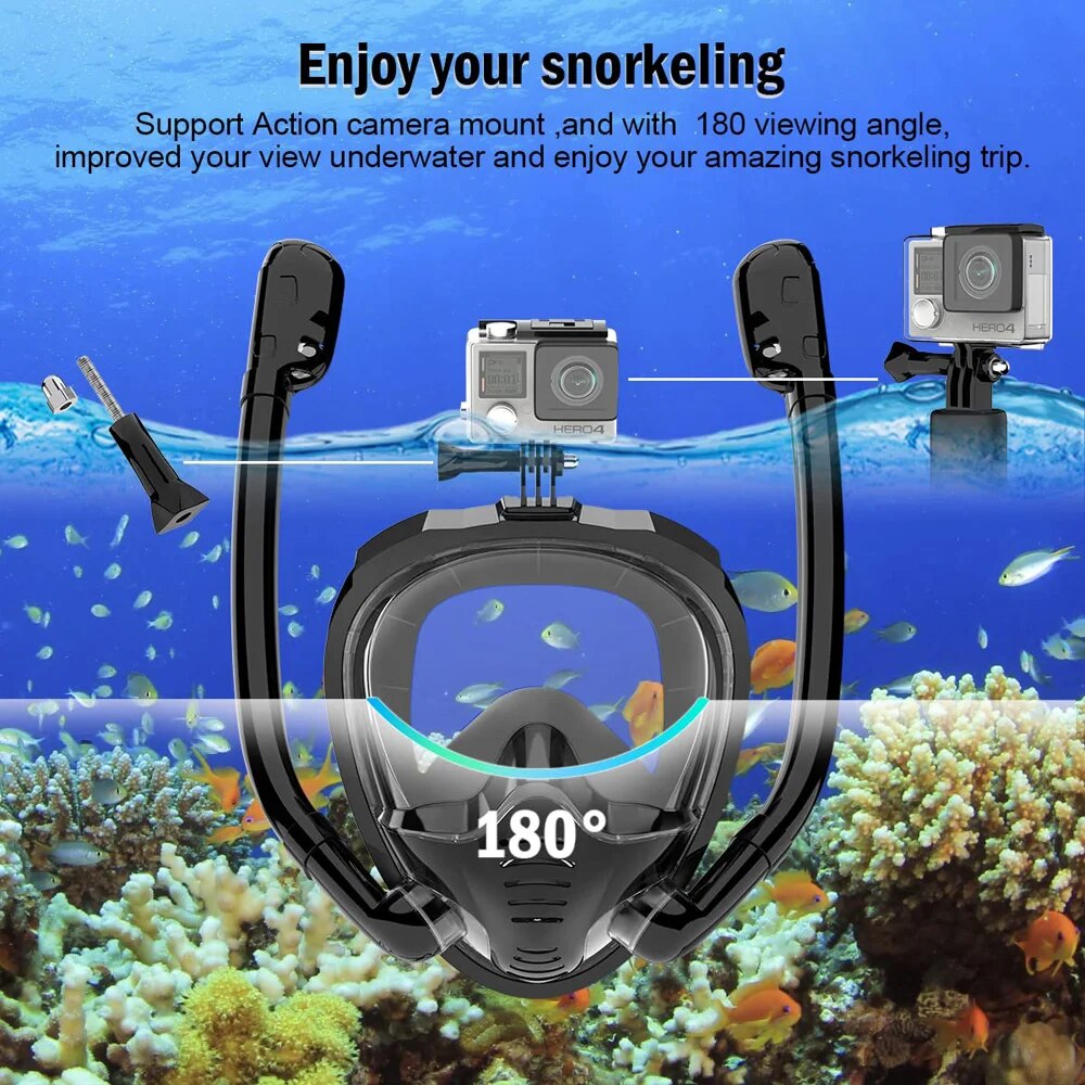 فور فیس اسنورکل ماسک 180 ° نظا - مراجعة Freediving Mask Set وسعره
