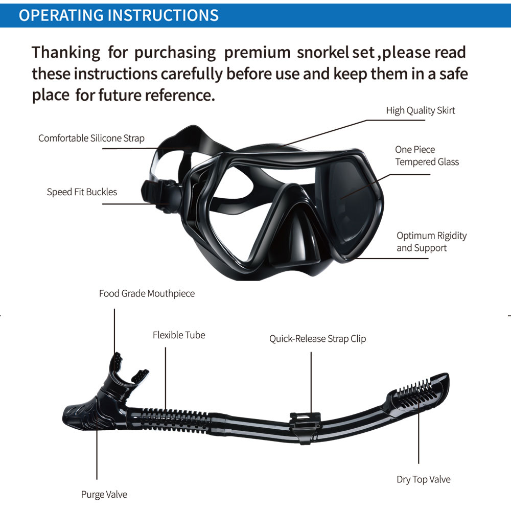 جديد الغوص غص المهنية السباحة  - مراجعة Freediving Mask Set وسعره