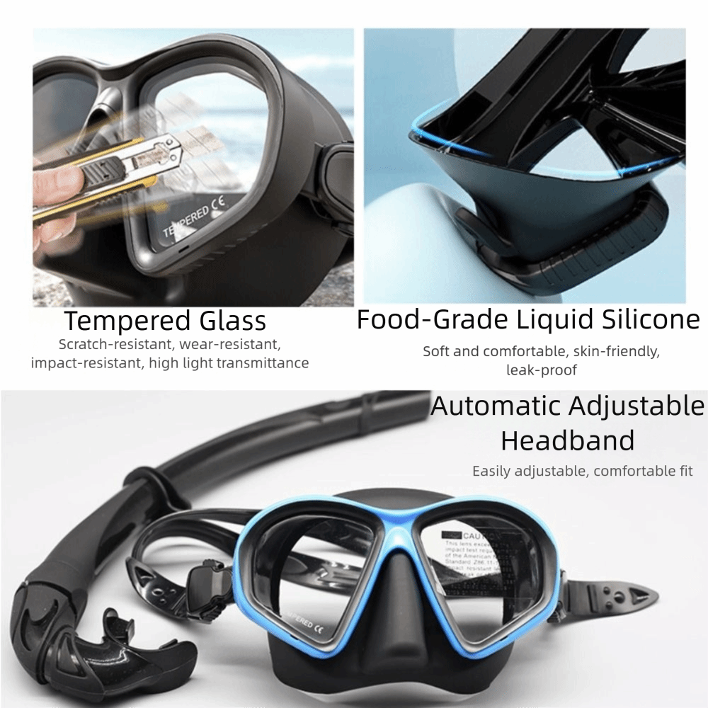 قناع غوص حر من الزجاج المقوى،  - مراجعة Freediving Mask Set وسعره